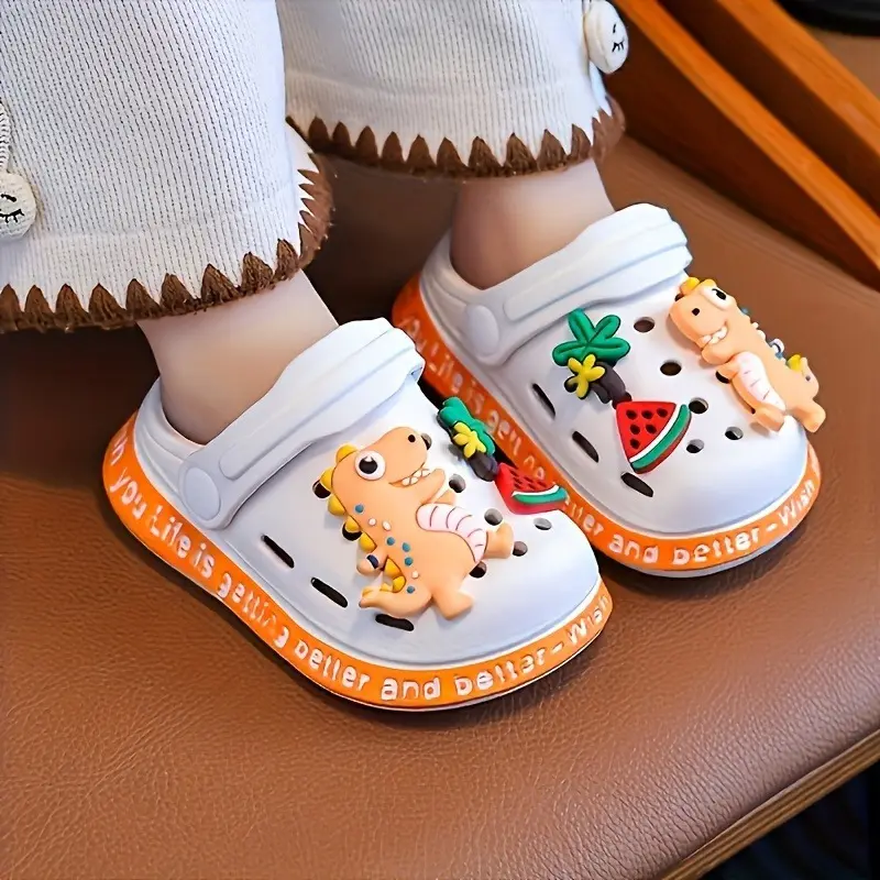 Kids' Cartoon Clogs - Soft EVA Anti-Slip Sole Slip-On Shoes for Boys, Summer Beach, Indoor/Outdoor Use, Synthetic,sohochic