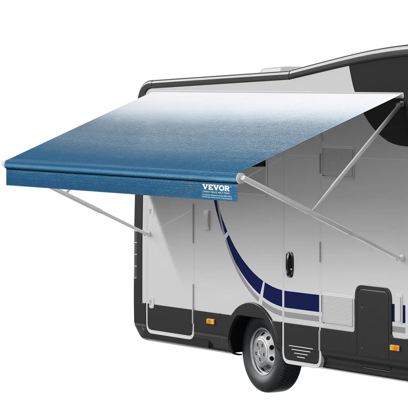 VEVOR RV Awning Fabric Replacement, 20'2" Fabric Length for 21' Awning, Heavy Duty 3-Ply 16oz PVC Camper Awning Fabric, Waterproof UV Protection Outdoor Canopy for RV, Trailer, Motorhome, Blue Fade