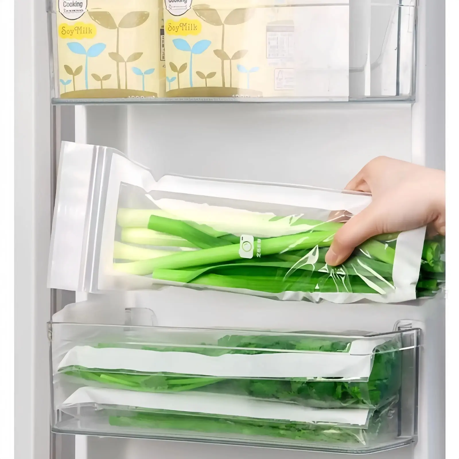 Thick Double Seal Reusable Food Storage Pouches, Food Grade Airtight Odor-Proof Freezer-Safe Bags for Refrigerator Organization & Portioning