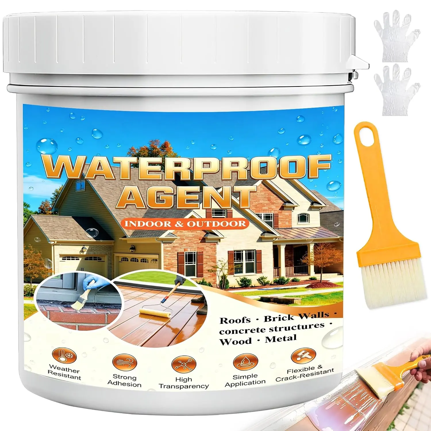 Transparent  Sealant 17.6oz, Invisible  Sealant Water-Based Clear Sealant for Roofs, Walls, Garden, Terraces, Indoor & Outdoor