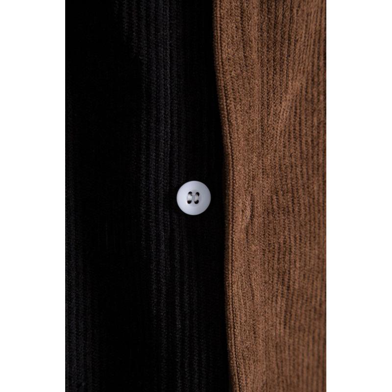 Men's corduroy color-block short-sleeve shirt, casual button-up shirt with chest pocket, vintage summer street style, soft and breathable, suitable for everyday wear