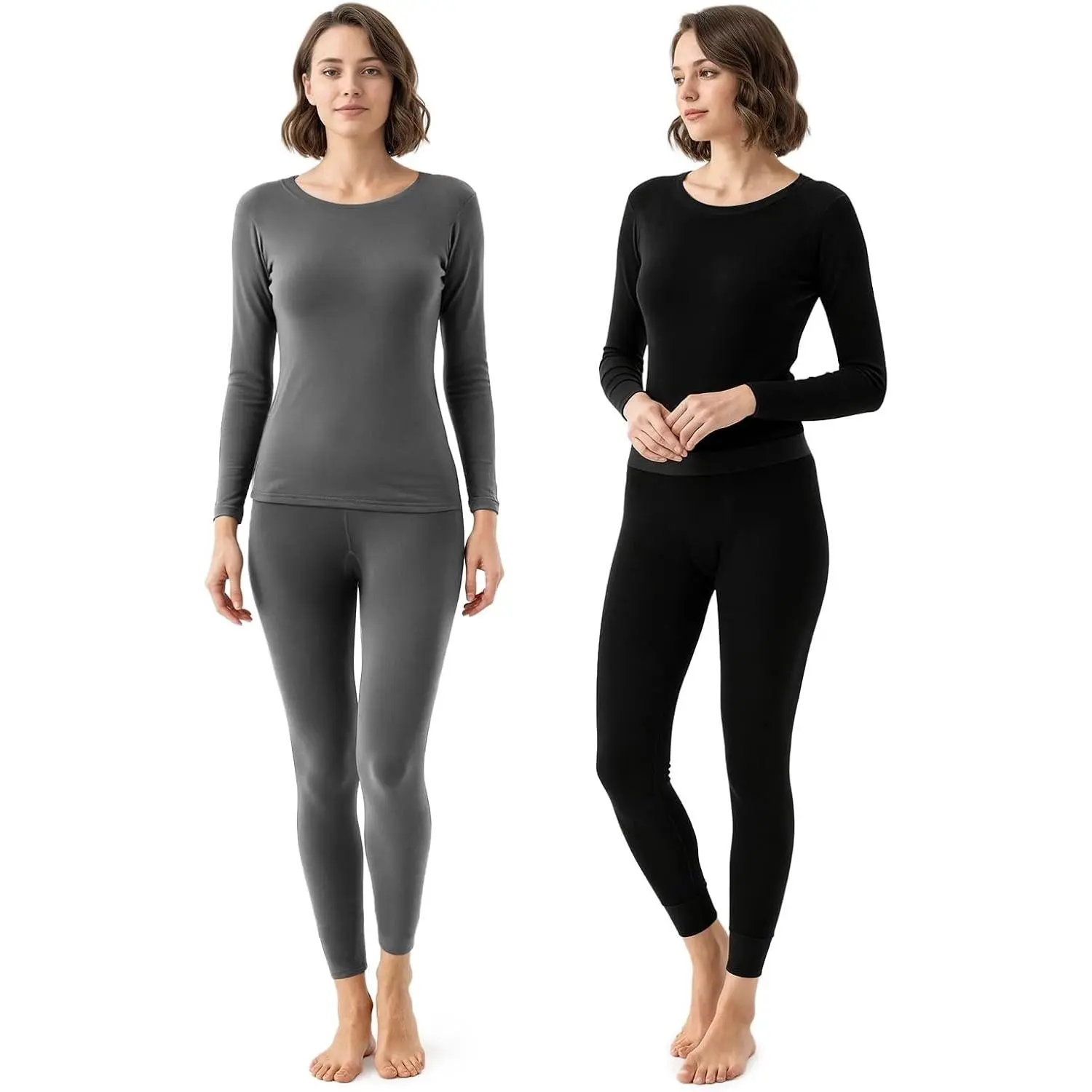 2-Pack Women's Thermal Underwear Set - Fleece Lined Long Johns Base Layer Top & Bottom for Cold Weather(Gift)