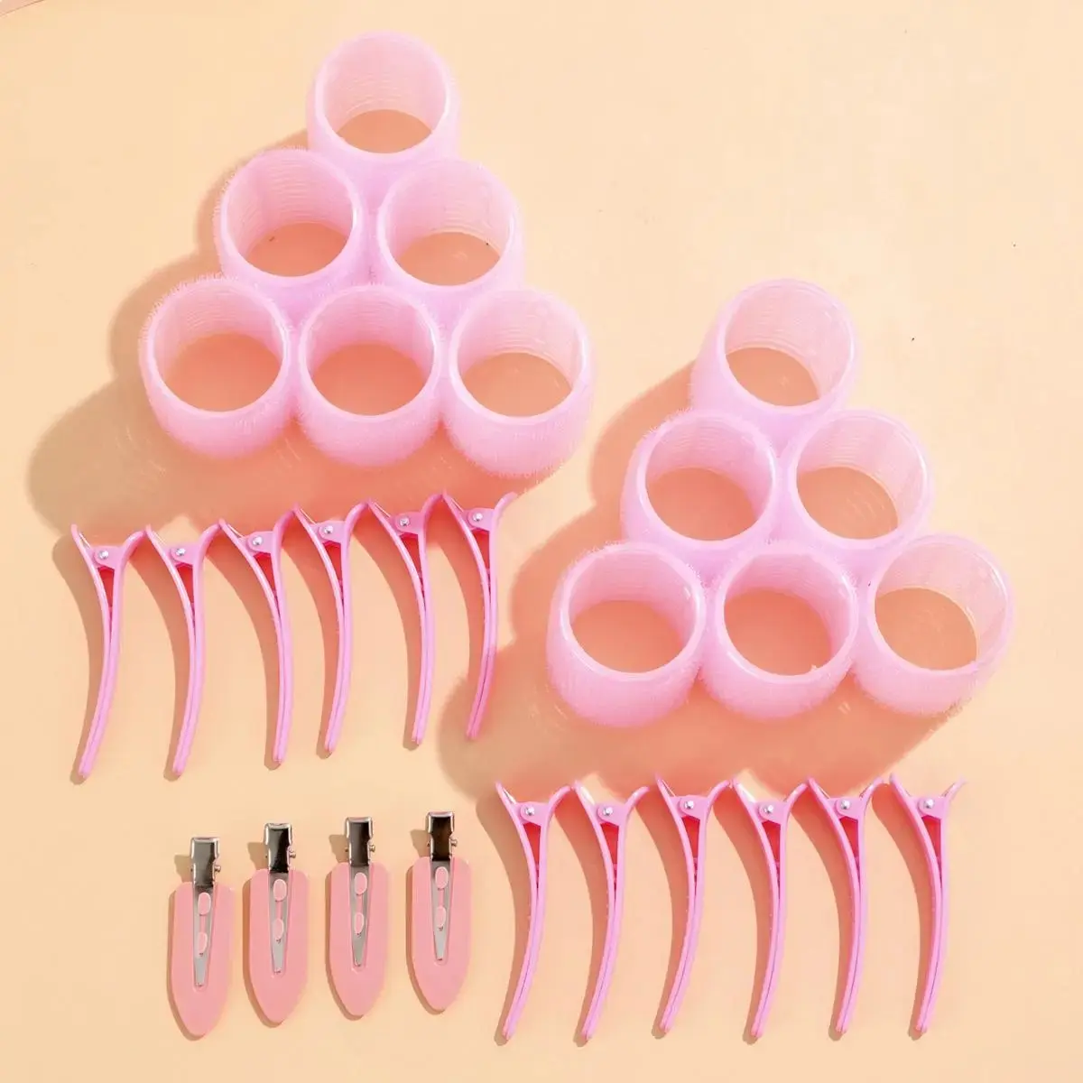 28-Piece Large Hair Curler Set, DIY Hair Styling Tools, Hair Rollers Set, Includes 12 Large Cylinders & 16 Clips, Heatless Hair Curling Kit for Home & Travel