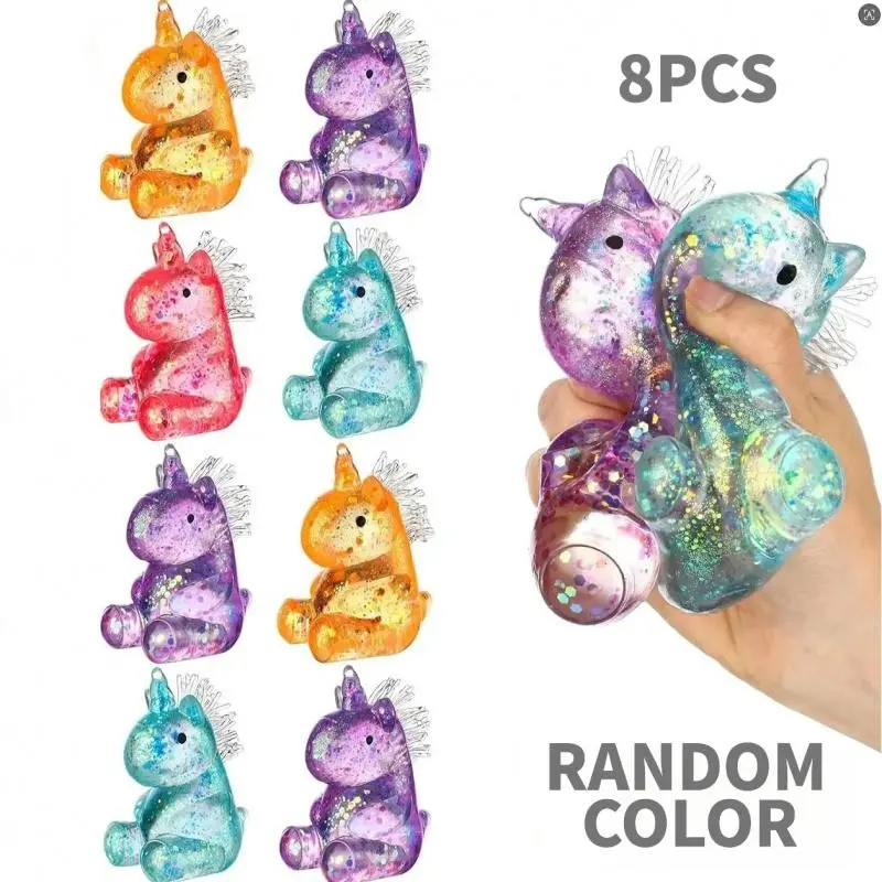 8-Pack Unicorn Mallow Stress Balls, Random Colors, Adult & Kids Sensory Relief Toys, Soft Gel Party Gifts, Anxiety-Reducing Hand Pressure Fun