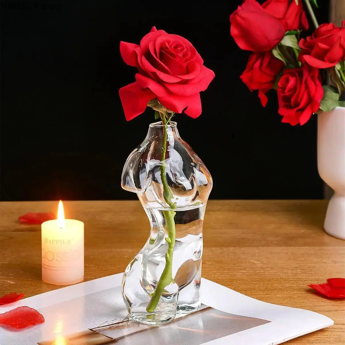 Creative Model Shaped Clear Glass Vase, Minimalist Modern Transparent Floral Arrangement Container, Decorative Plant Vase For Home Office And Dormitory Interior Decoration