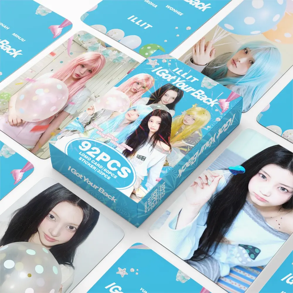 92 Sheets Illit New Album I Got Your Back Lomo Cards, Pop Cards, 3 Inch Mini Photo Cards, Cute Idol Stickers, HD Printed, Collectible Photocards, Fans Merchandise Gift