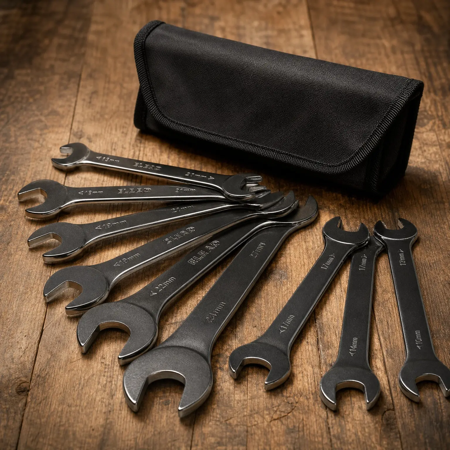10-Piece Super-Thin Open End Wrench Set, Metric 5.5-27mm, CR-V Nickel Plated, 3mm Thickness for Tight Spaces, Includes Sizes: 5.5, 7, 8, 9, 10, 11, 12, 13, 14, 15, 16, 17, 18, 19, 20, 21, 22, 23, 24, 27mm