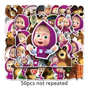 10/50PCS Cartoon Masha and The Bear Graffiti Stickers Decals Suitcase Laptop Computer Guitar Decoration DIY Kids Classics Toy