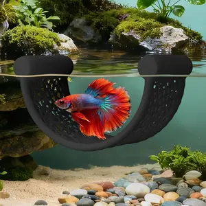Floating Betta Hammock, Floating Rest Platform for Small Aquariums Nano Tanks, 3D Printed Aquarium Fish Tank Decor Accessories for Betta Fish Shrimp Corydoras (Black)