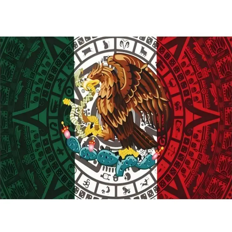 Mexican Flag Decorative Tapestry - 30x40 in Rectangular Synthetic Wall Art, Mexican Decor, Durable Fade-Resistant Vibrant Indoor/Outdoor Piece, Hand Wash Safe with Nails Included, Wall Decor