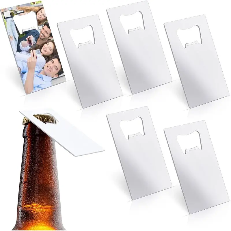 6 Pcs Sublimation Bottle Opener Blanks Credit Card Bottle Metal Stainless Steel Wallet Beer Opener for Christmas Wedding Father's Day Gifts Bar Kitchen Restaurant,Silver2. 09 x 3. 35 Inch