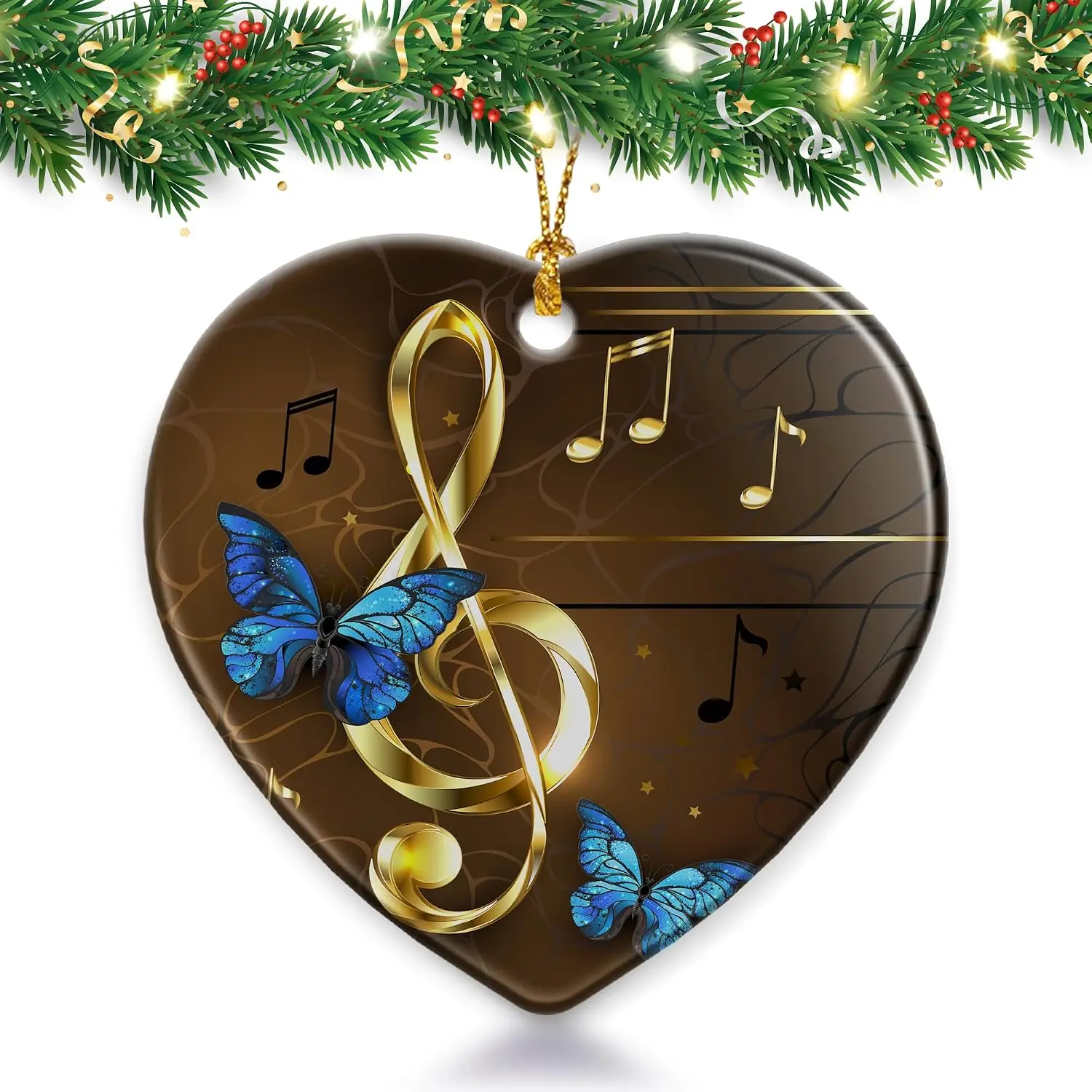 Musical Note Christmas Ornaments,Musical Note Christmas Tree Holiday Decor,2025 Christmas Tree Musical Note  Ornaments Decorations,Musical Note Gifts for Men Women,Xmas Navidad Ceramic Ornament