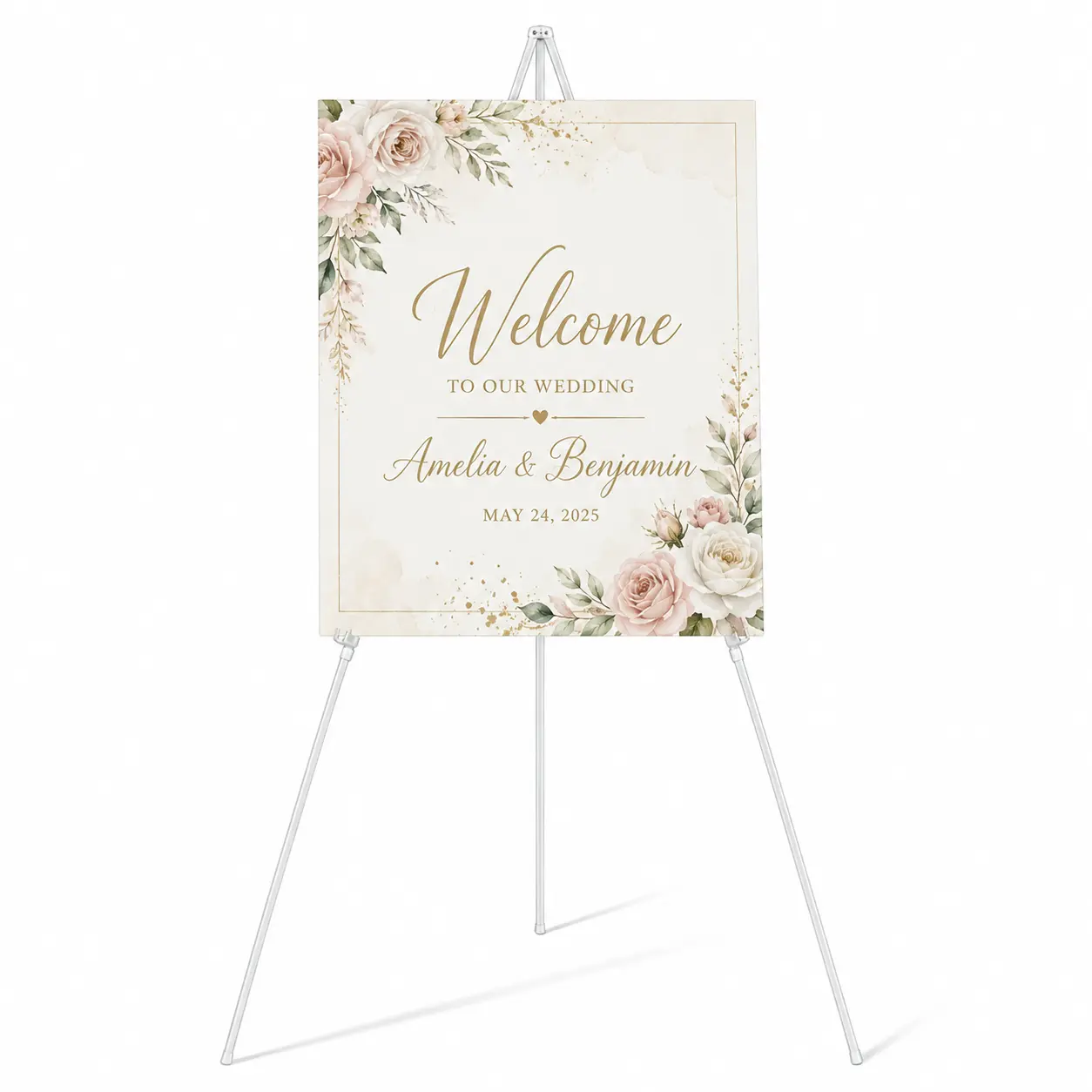 Adjustable Height Foldable Easel Stand - Black, White, Sprayed Iron Tripod Support with 80-168cm Height Range, Sign Holding Display Holder for Wedding Welcome Signs, Canvas Paintings, Home & Office Use