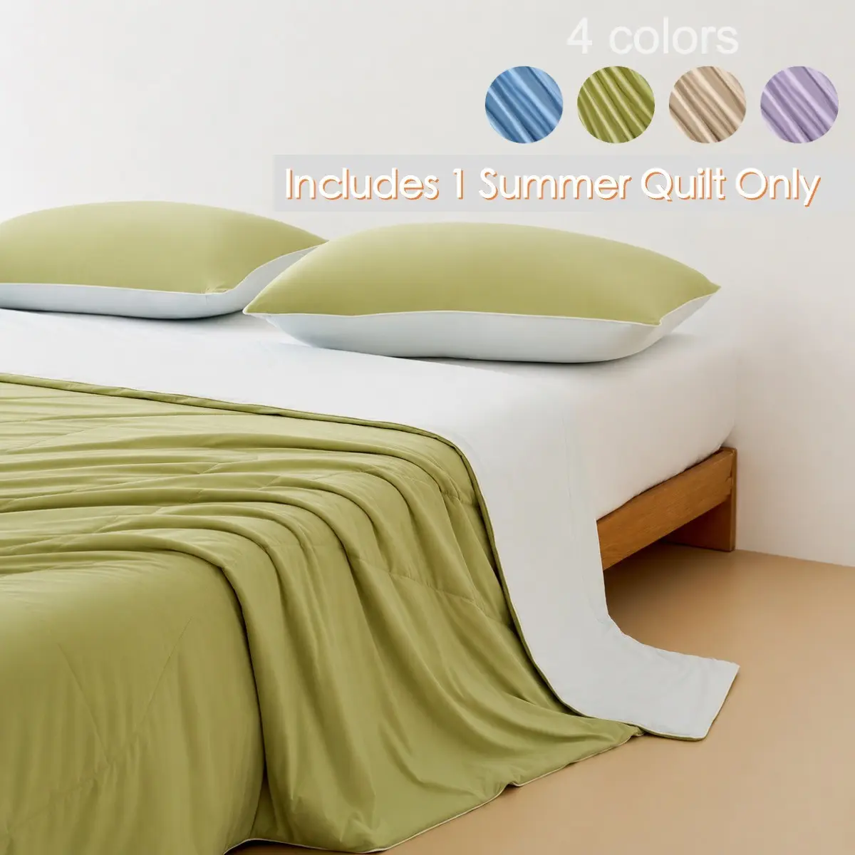 1 Piece Ice Silk AC Comforter, Nordic Minimalist Style, Q-Max 0.4 Cooling Fabric, Lightweight Breathable Soft for Bedroom Hotel Dorm, Polyester Bedding