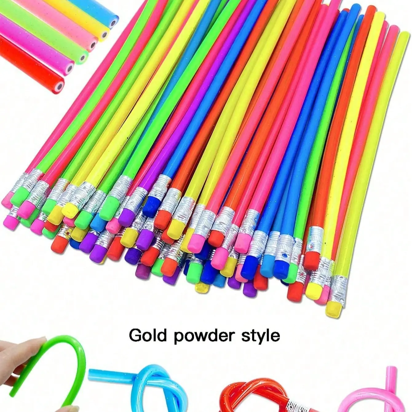 5/10/20/50pcs Flexible Pencils, Magic Bendable Pencils, Multi-Color Soft Pencils With Erasers, Gifts, Birthday, Holiday, Christmas Party Gifts, Goodie Bags Fillers, Classroom Supplies, Stationery Writing Tools