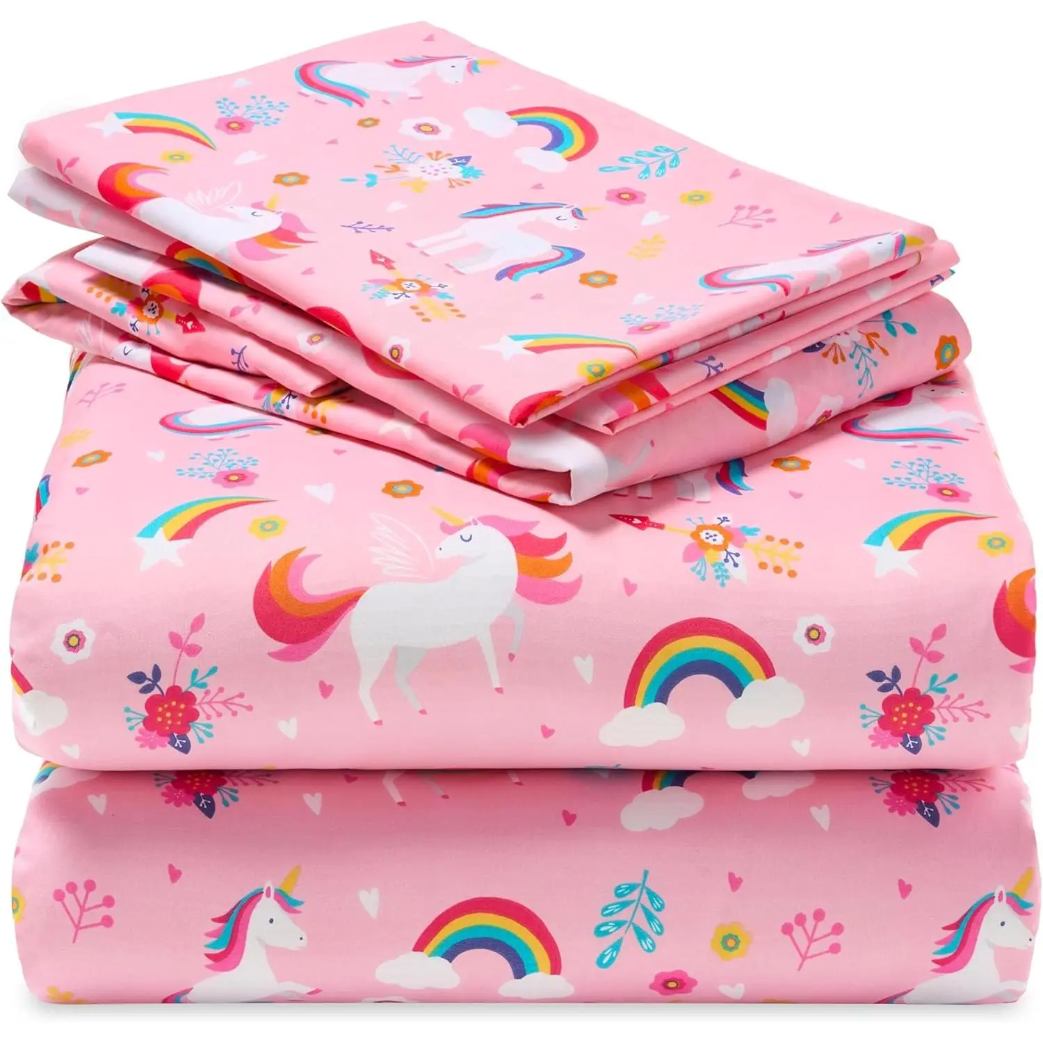 Kids Full Sheet Set Unicorn - 4 Piece Soft Microfiber Bed Sheets - Deep Pocket Wrinkle Free, Cozy Toddler Bedding Set, Fade Resistant Breathable for Boys Girls Teens
