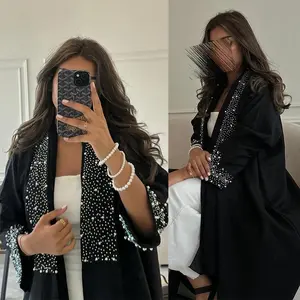 Diamond-encrusted fashion gown for commuting, Abaya cardigan gown, Abaya women's wear Maxi