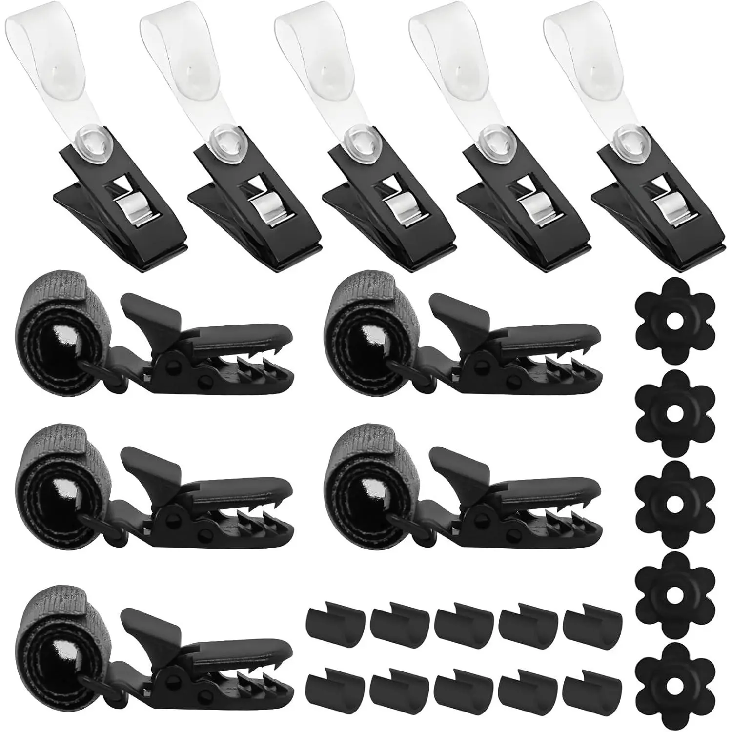 25Pcs Garden Flag Stoppers & Clips Kit, All-Season Heavy-Duty Plastic & Rubber Windproof Clips Hardware Accessories for Outdoor Flags, Small Banners, Curtains