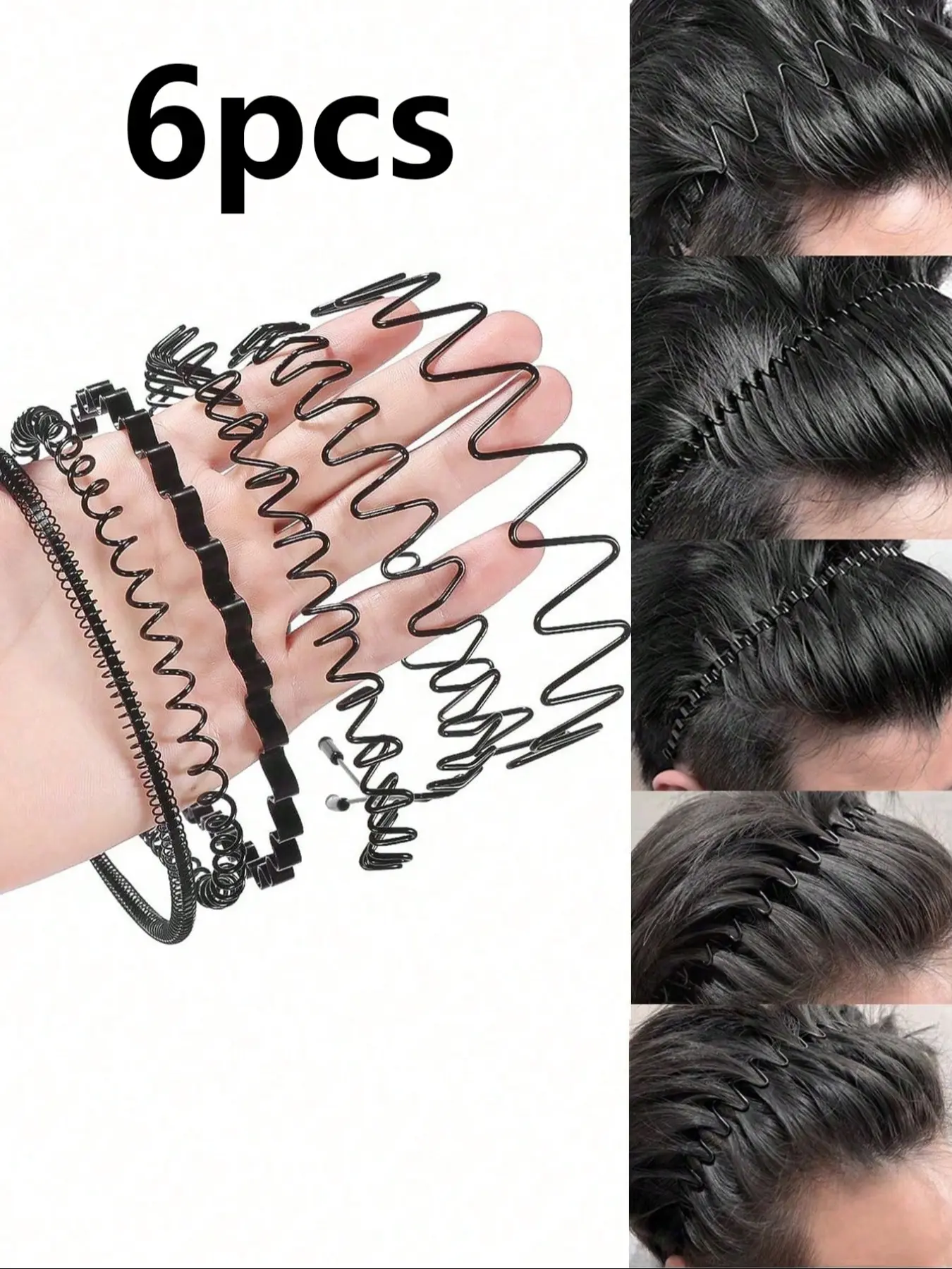 6pcs Metal Wave Hair Bands, Non-Slip Spring Hair Clips, Invisible Hair Holder for Sports and Washing Face, Daily Hair Fixing Accessories, No Slip Headbands