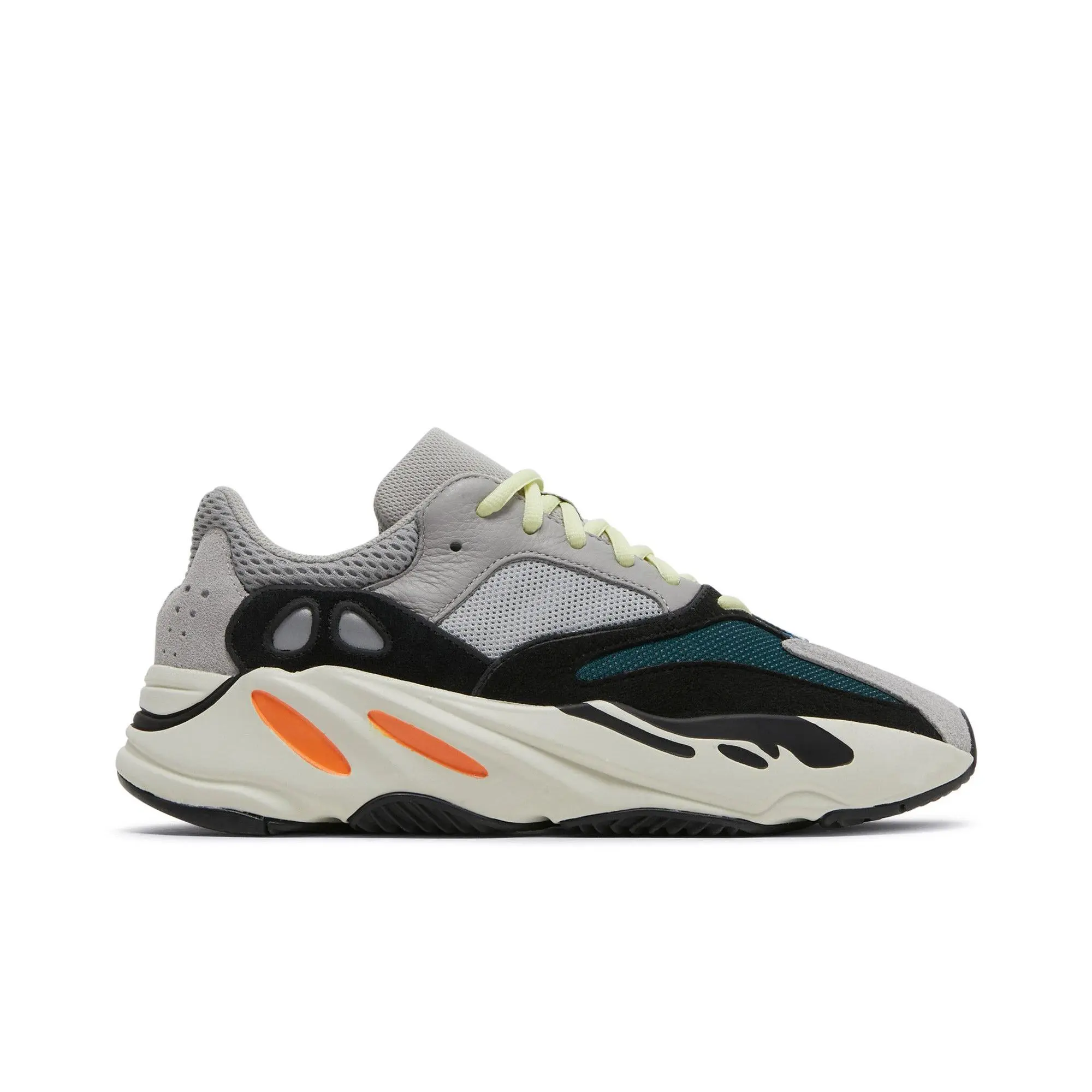 Adidas Yeezy Boost 700 'Wave Runner' 2017 Unisex Sports & Outdoor Skateboarding Shoes - Solid Grey/Chalk White/Core Black, Wave Pattern, Above-Ankle, Synthetic Mesh, Style Code B75571