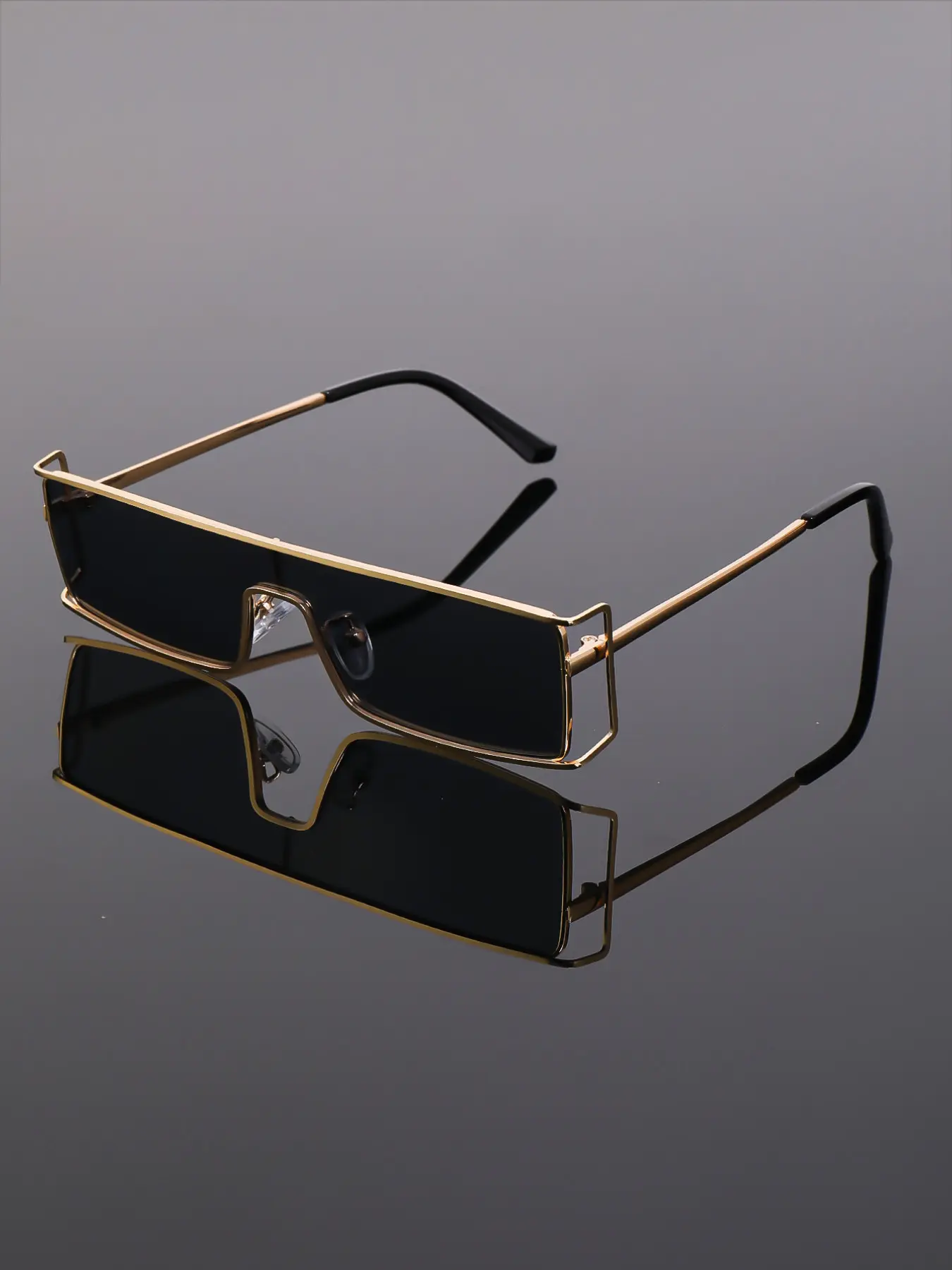 New Rectangular Small Frame Fashion Glasses, High-Quality Metal Frame, Men's Daily Simple Style, Photo Decoration Eyewear