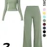 【Black Friday】Women's 2-Piece Fitness Set, Fitness Outfits, Comfortable Long-Sleeve Top & High-Waisted Yoga Pants, Casual Slim-Fit Design for All Seasons