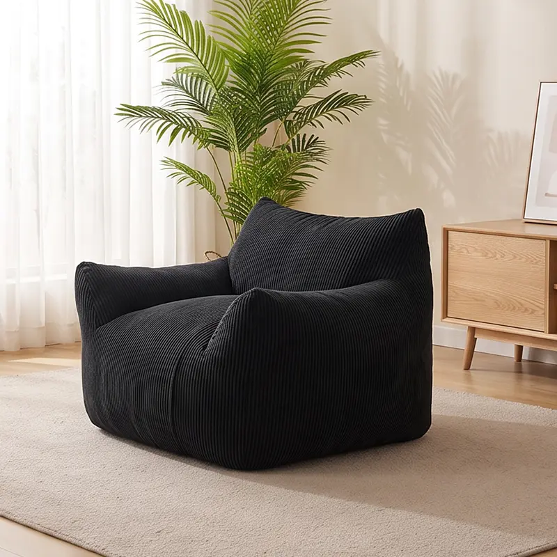 Vacuum-Compressed Corduroy Sofa Chair - 37x33x28in Single-Seat Lazy Cloud Couch, 48-72hr Expansion, No Assembly, Modern Furniture for Living Room
