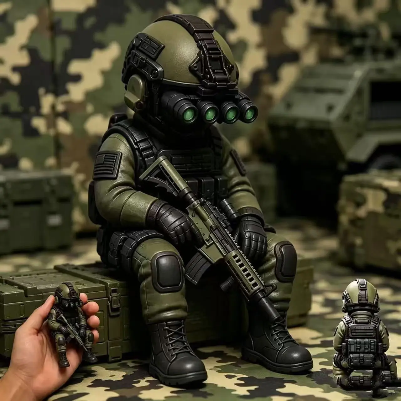 Tactical Mini Soldier Figurine, Resin Statue, Collectible Model, Detailed Design, Perfect Gift for Military Enthusiasts, 1pc