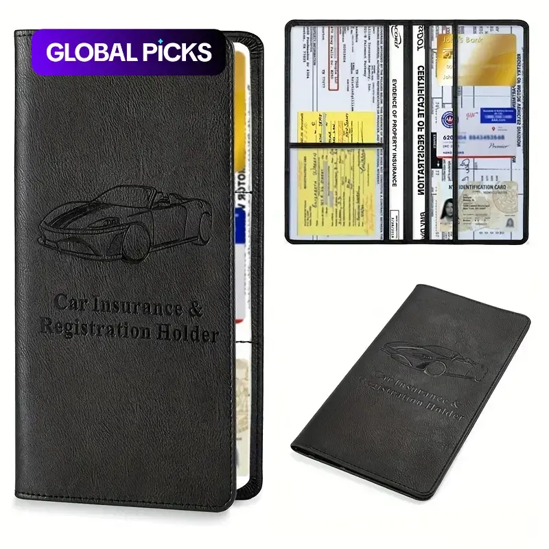 Car Registration, Driver's License, Insurance Card and Documents Storage Bag, 1-Count Car Insurance and Registration Holder Wallet Organizer, Protective Car Accessory for Men and Women #GLOBAL PICKS
