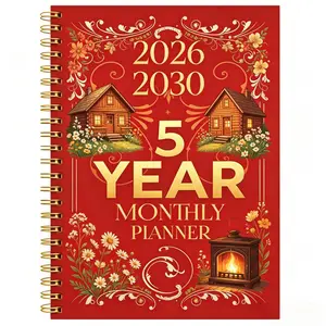 2026-2030 Monthly Planner/Calendar - January 2026 to December 2030, 5-Year Monthly Planner, Red Christmas-Themed Cover Design Notebook, Yearly Calendar Planning, Monthly Tabs, 60-Month Calendar, 5.5 x 8.3 inches, Thick Paper, Elastic Cover, Durable Double