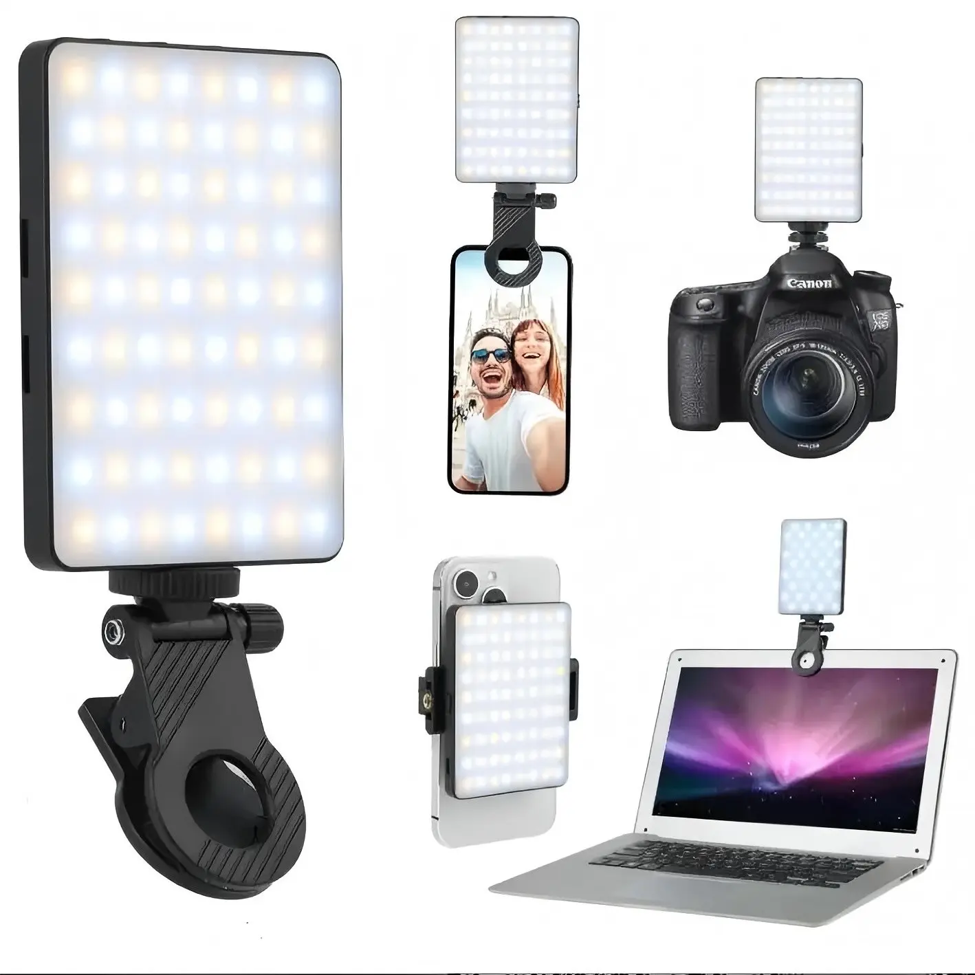 Professional Video Conference Fill Light with Selfie Ring Light - Portable 3 Light Modes LED Phone Light for Phone, IPhone Webcam, Laptop, and Photo Makeup - 2000mAh Polymer Battery, USB Charging, and 3 Hours of Usage Time - Rechargeable Fill Light