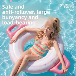 Inflatable Swim Ring Thickened, Anti-Tip Design for Comfortable Floating,Built-in integrated press pump, featuring easy inflation/deflation,Eco-Friendly PVC, Pool and Beach Toy, Essential Swimming Gear, Perfect Summer Gift