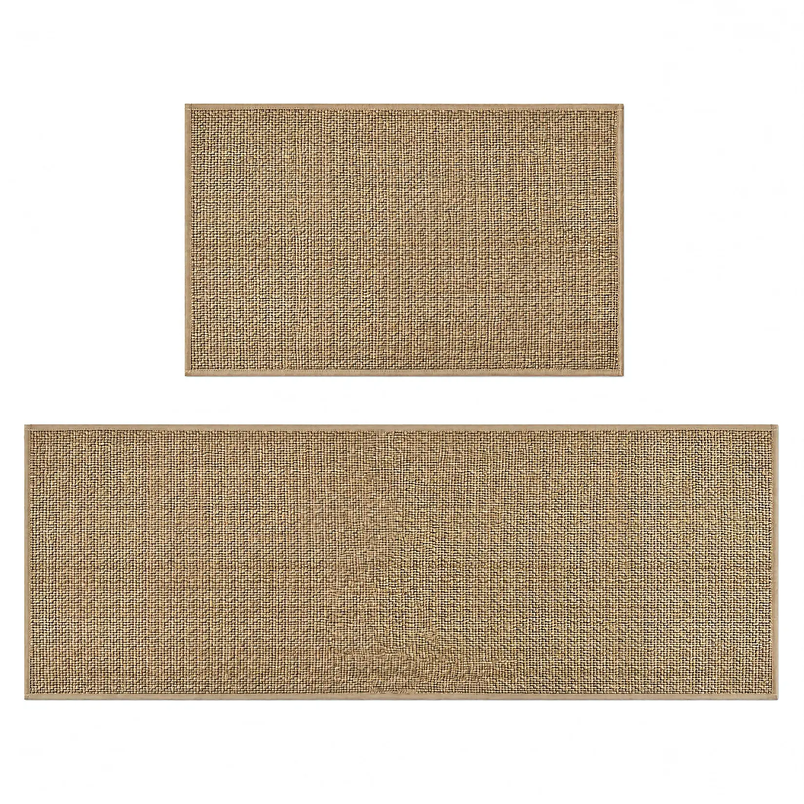 2-Piece Washable Chenille Kitchen Rug and Mat Set, Linen, Non-Slip, 15.7x29.5 Inches and 15.7x49.2 Inches