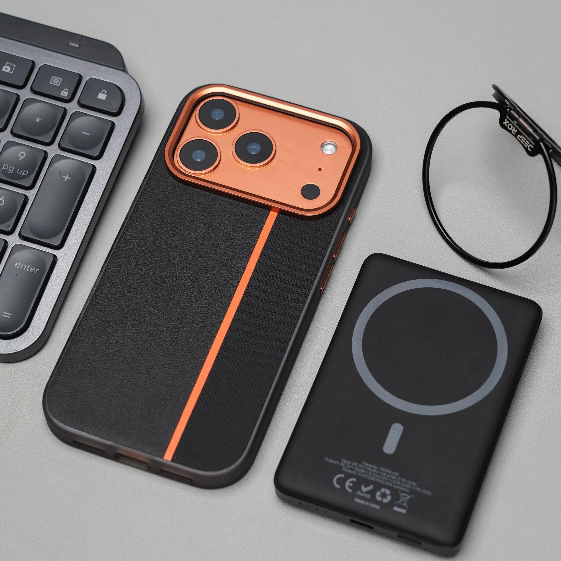 For iPhone 17 Pro Max phone case, color-blocking leather magnetic suction, anti-drop protective cover for 16, 15