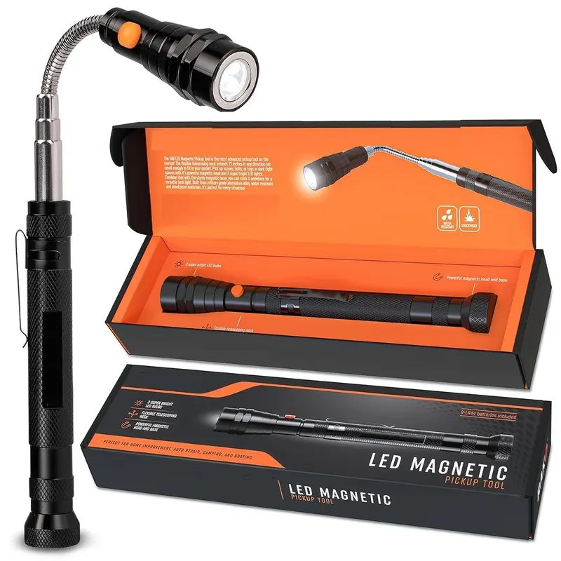 Magnetic Flashlight Gifts for Men Stocking Stuffers for Men | Christmas for Adults, Pickup Tool Cool Extendable Magnet Telescoping Gadgets Easter Birthday for Him Handyman