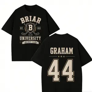 Off Campus Vintage Distressed Briar University Hockey Club EST 2015  Double-sided T-Shirt,Graham Number 44,Unique Gift for Briar College Ice Hockey Supporters & Off Campus Fans