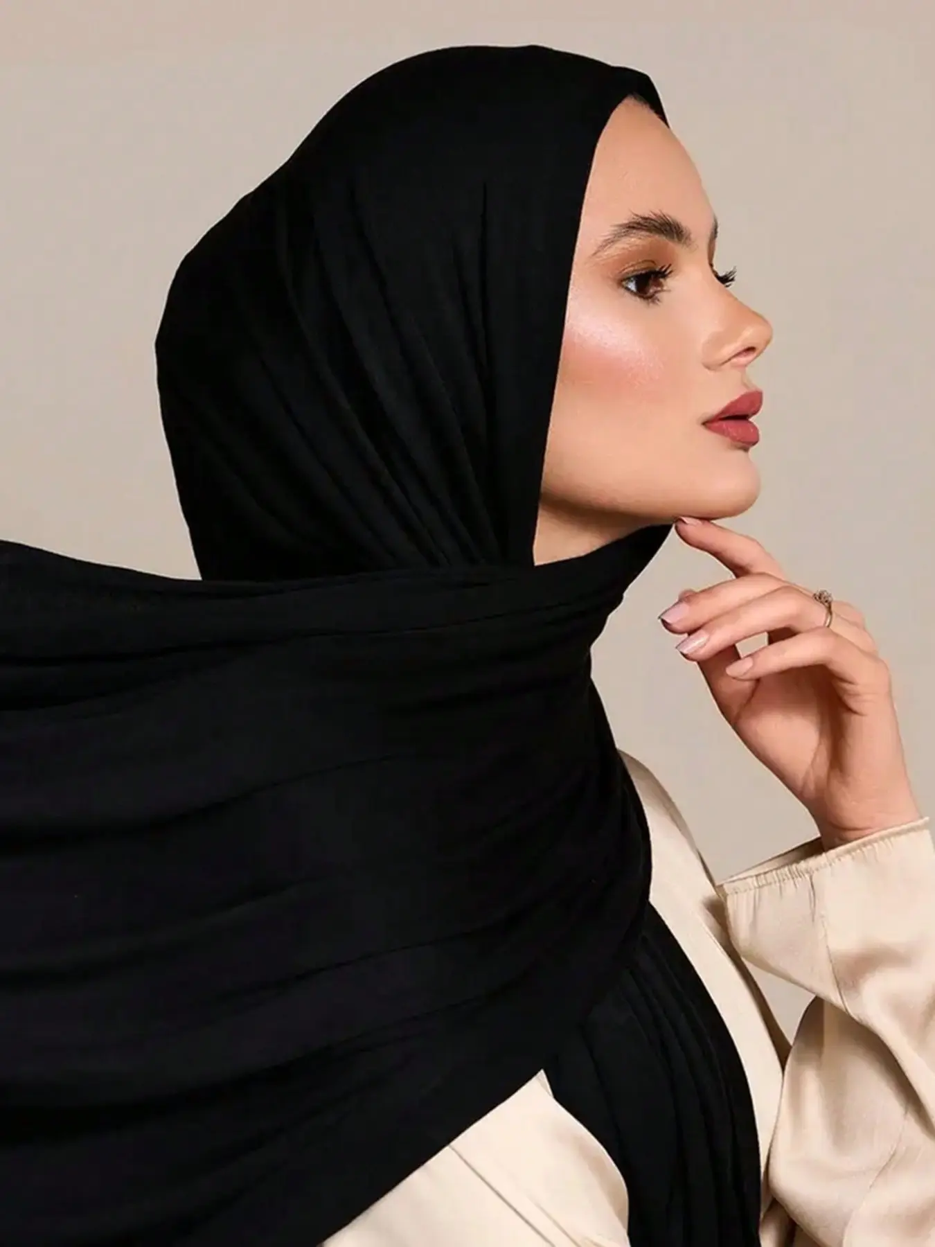 Women's Breathable Hijab Scarf, Soft Stretchy Plain Headscarf, 165x55cm Casual Wrap, Ideal for All Occasions, Unisex Design