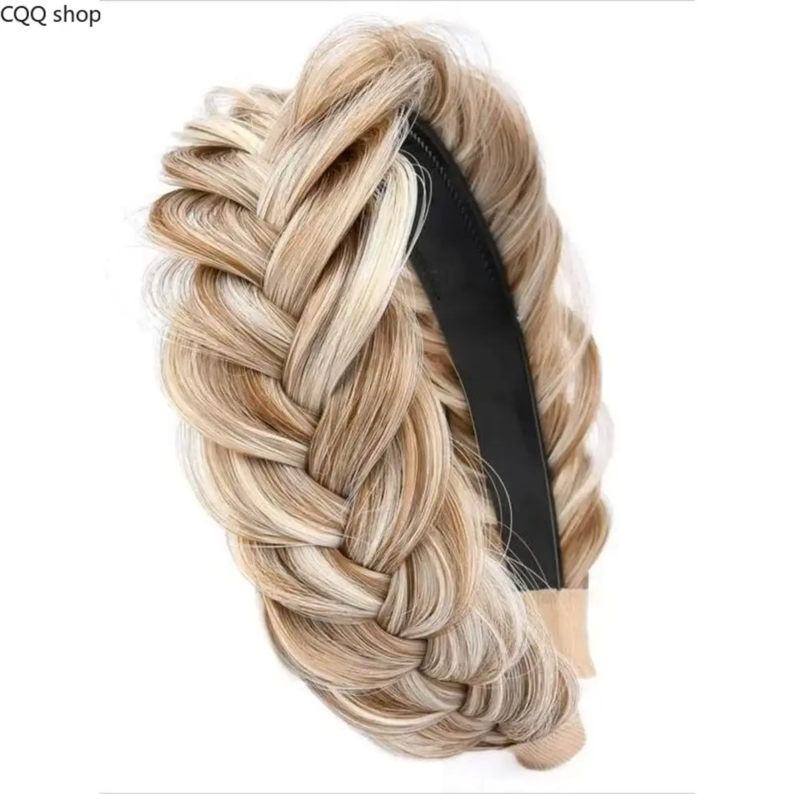 Women's High Elasticity Wide Messy Braid Weave Hairband - Sandy Gold, Unisex Metal Band Headband, All-Seasons Fashion Accessory, Gift for Her, Headbands for Women, Unisex Look, Female, Braided Shape, Accessories For Women, Stretchy Headbands