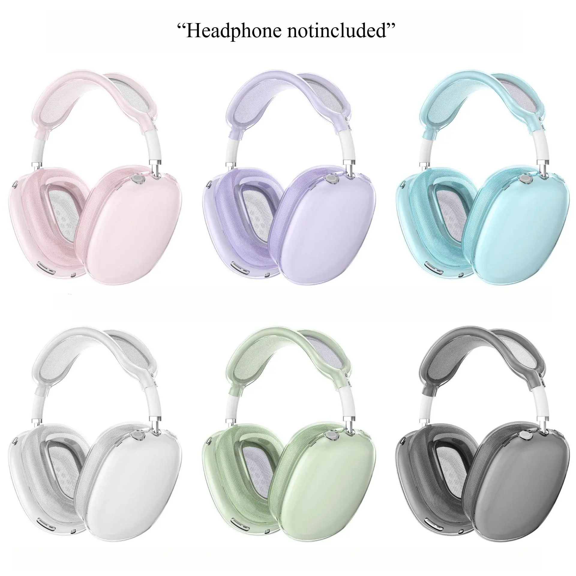 3-in-1 Transparent TPU Over-Ear Headphone Protective Set, Full Coverage Anti-Scratch Dustproof Cover with Ear Cushion & Headband Protection, Daily Headphone Accessory