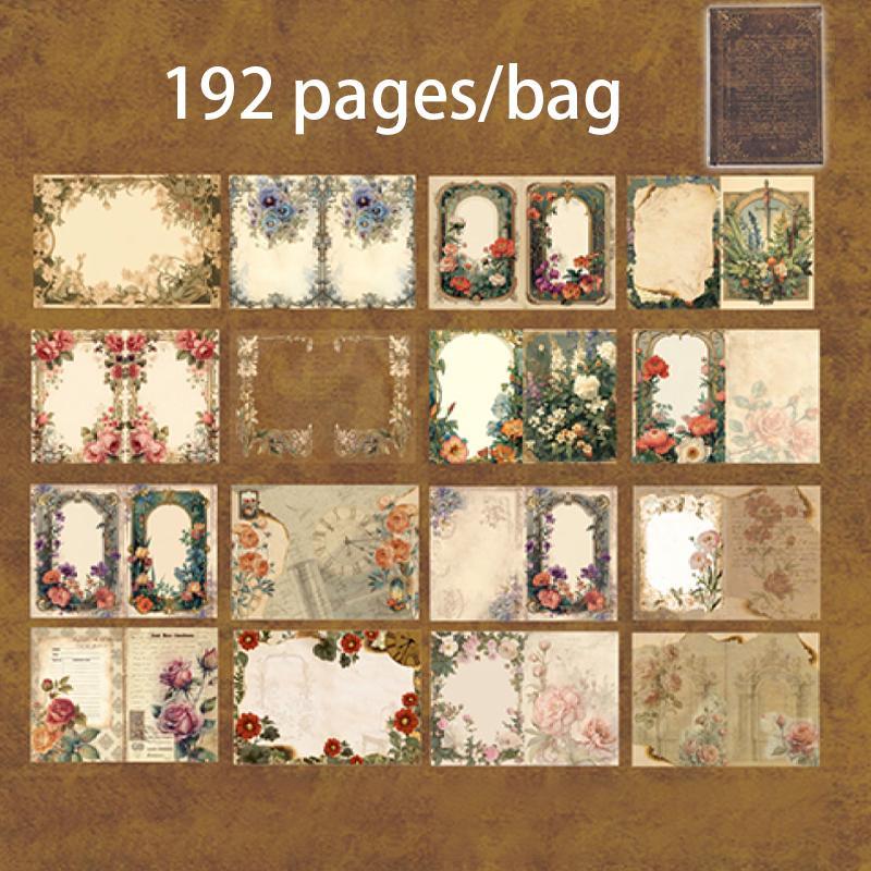 Vintage Style Material Paper Book, 192pcs/set Scrapbook & Journal Making Paper, DIY Decorative Craft Paper for Scrapbooking & Journal Making