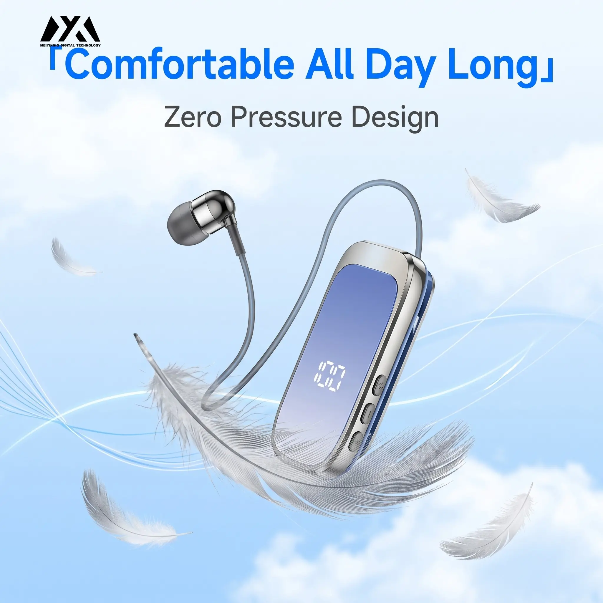 K20 Wireless Bluetooth-compatible Earphone, Earbud, Long-Lasting Single-Ear Headset, Ideal for Car, Sports, Fitness, Gaming, USB PD Charging