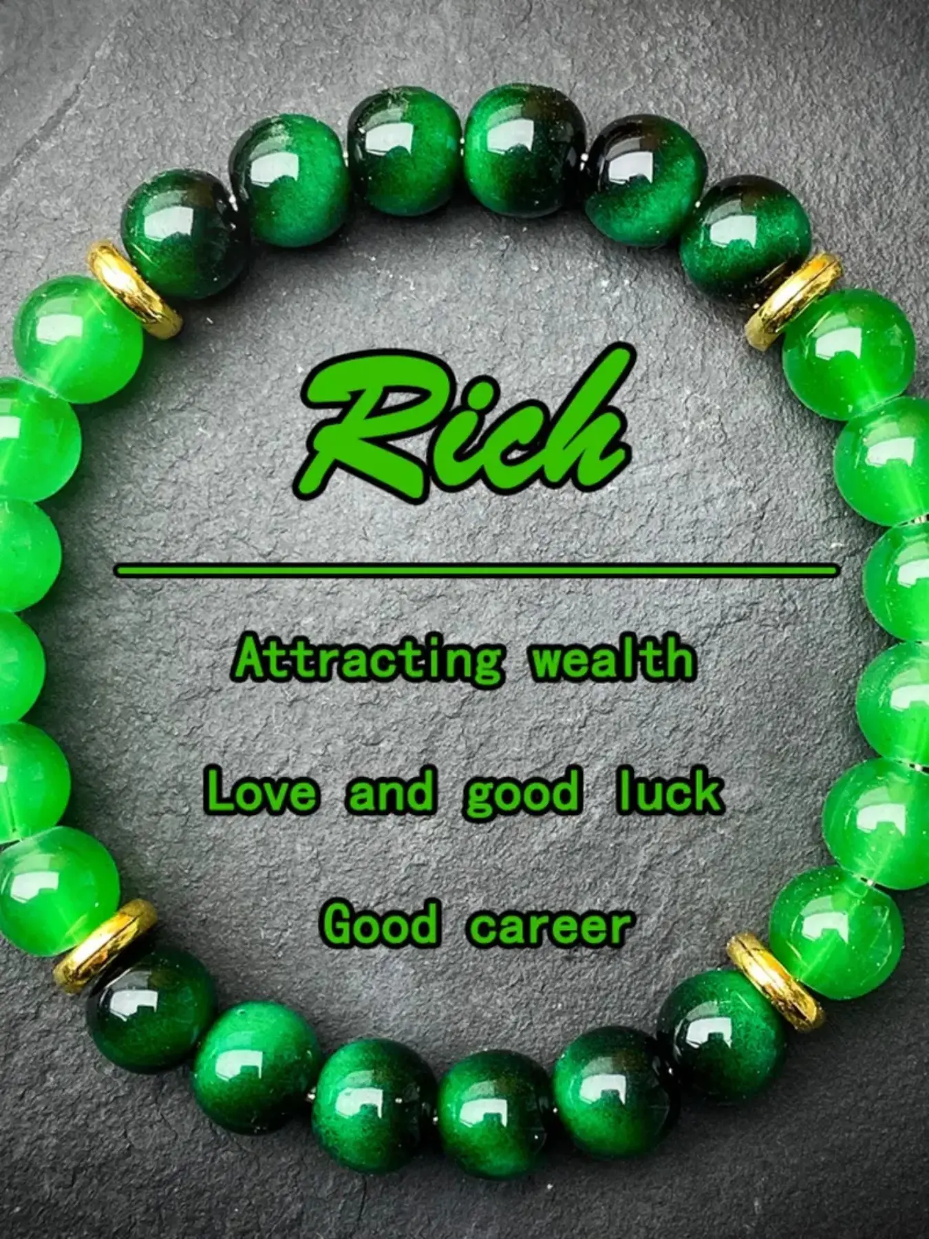 1pc 8mm Gradient Beaded Bracelet, Adjustable Elastic Stone Bracelet for Men & Women, Boho Spiritual Jewelry, Holiday & Gift