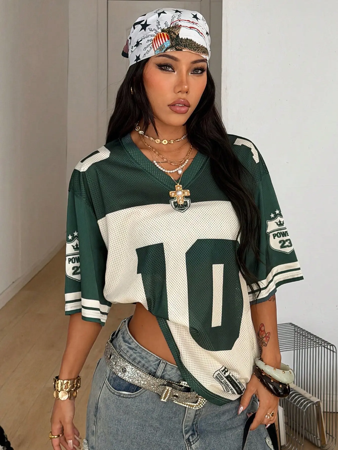 Women's Vintage Mesh Rugby Shirt, Y2K Style Short Sleeve Top, Fresh Look, Daily Casual Wear, Retro Fashion, Comfortable & Stylish, Fit