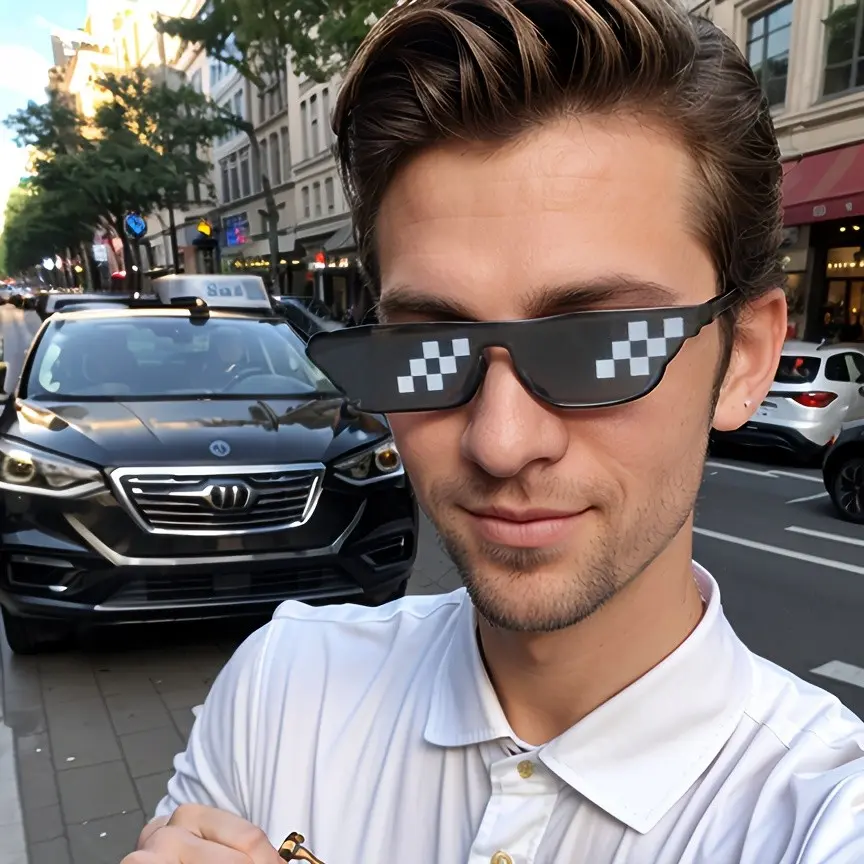 Retro 8-Bit Pixel Sunglasses, Full Frame Pixel Fashion Eyewear, Washable Nostalgic 80s & 90s Video Game Accessory, Novelty Glasses for Cosplay, Funky Sunglasses