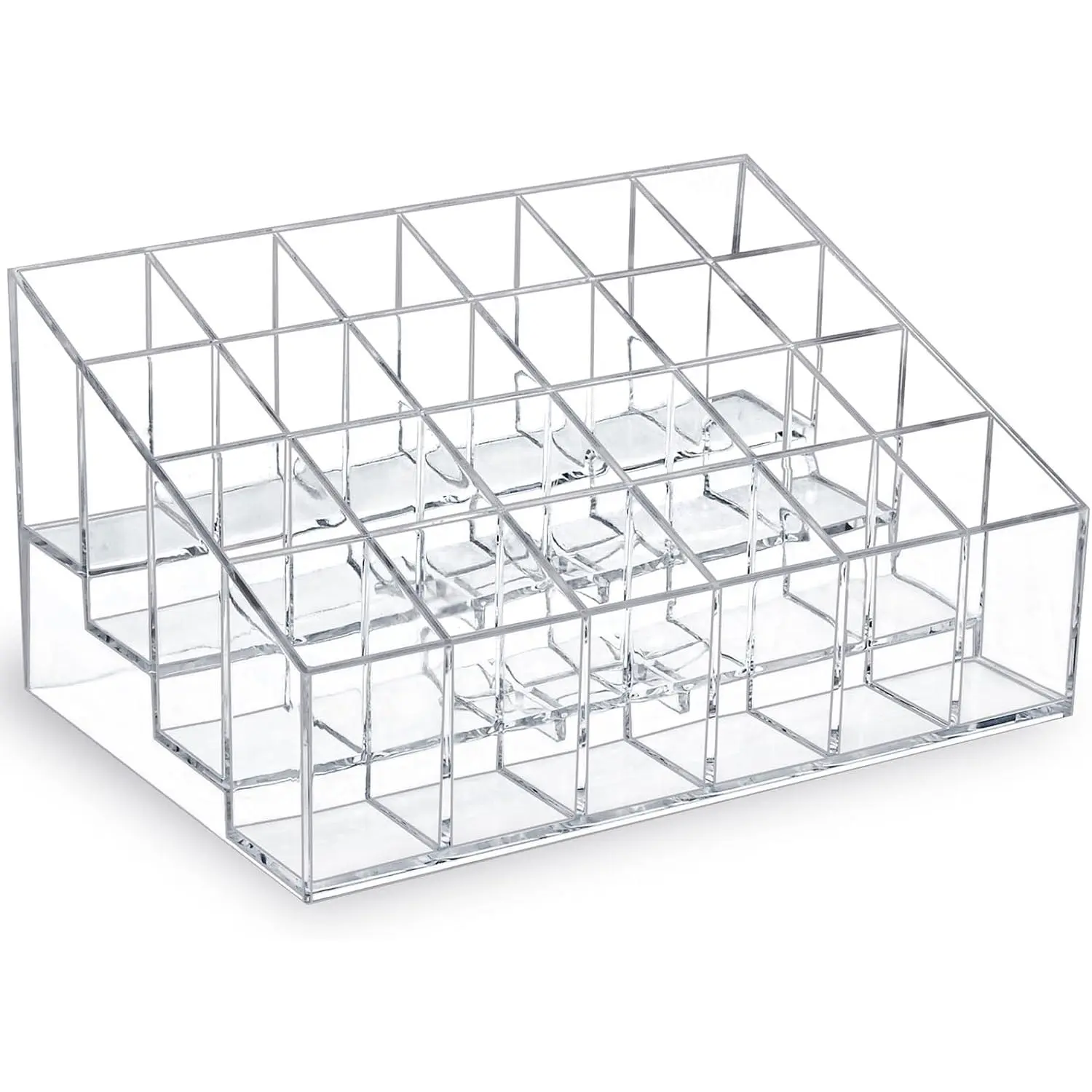 Lipstick Organizer,Small Clear Plastic Compact Lip Gloss  Perfume Sample Mascara Holder with 24 Slots