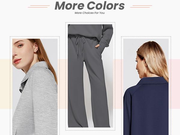 Casly Lamiit Women's 2 Piece Outfits Lounge Set 2026 Oversized Half Zip Sweatshirt & Wide Leg Sweatpants Navy Blue Cozy Cotton Tracksuit for Dailywear & Casual Wear Long Sleeve Basic