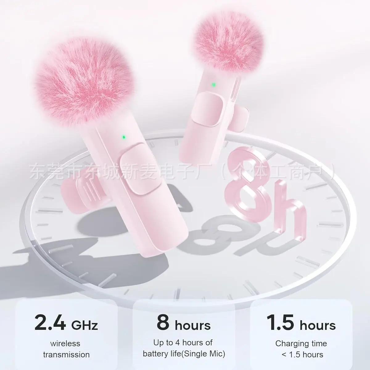 Cross border new K9 K1 pink white wireless lavalier microphones one to two with reverb noise reduction live streaming small microphones for TikTok YouTube live streaming video recording interview vlog content creation portable long range wireless transmis