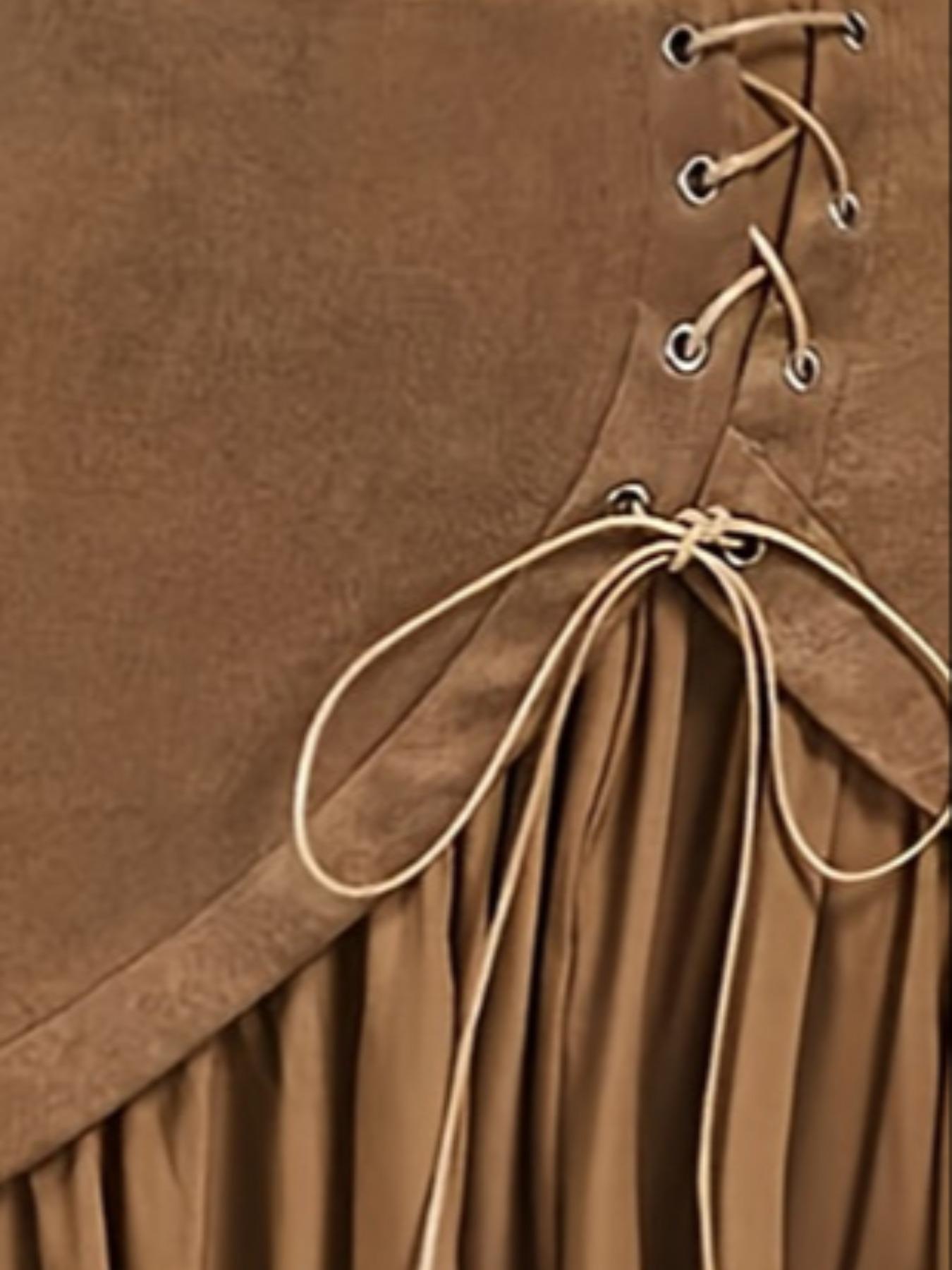 Women's Asymmetrical Hem Bodycon Wrap Dress, Bohemian Style Western, Vacation Hippie Western Clothing, Aesthetic Ruffle Skirt