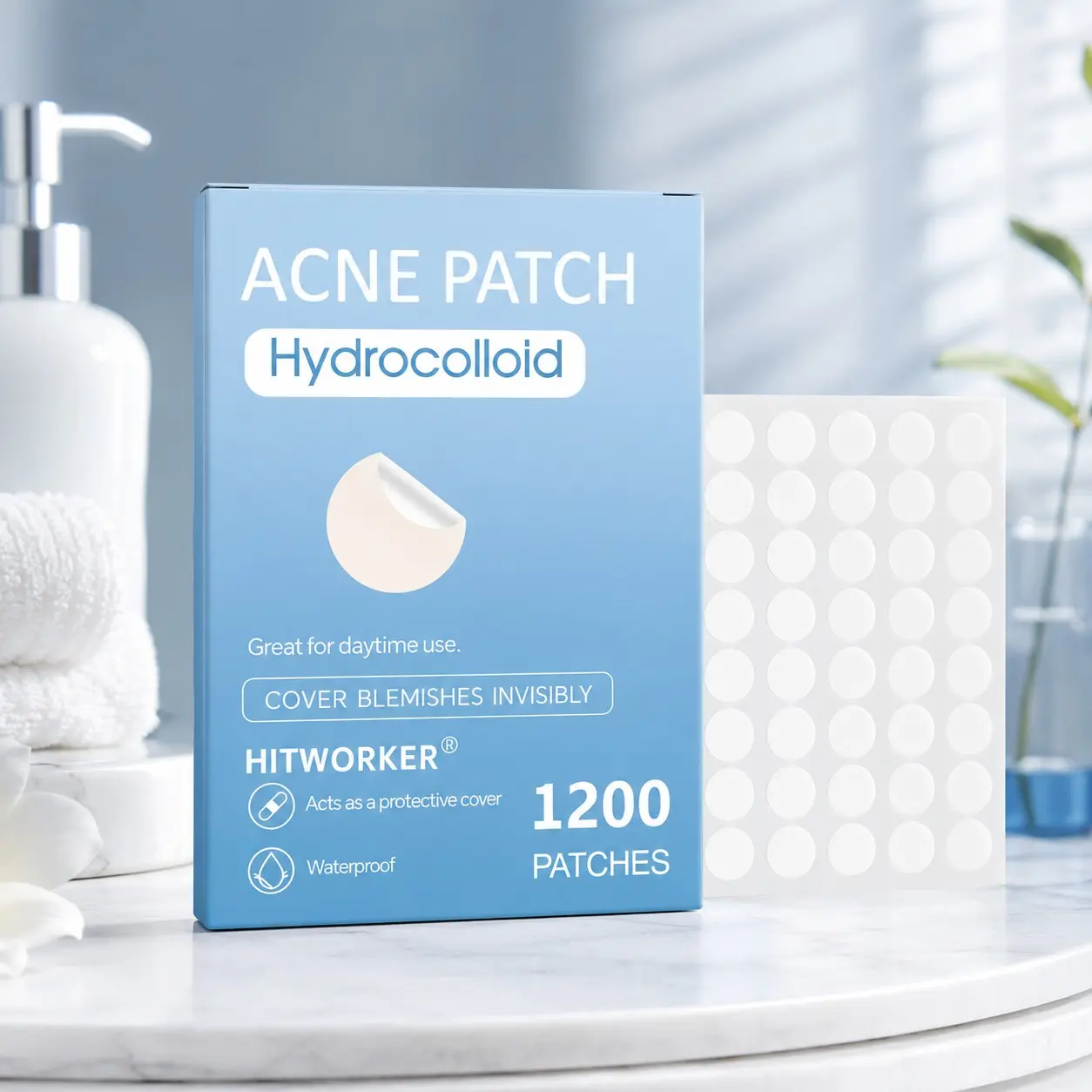 1200pcs Hydrocolloid Acne Patch, Invisible Blemish Cover, Face Patch for Daily Skin Care, Waterproof Spot Care Patch, 1200 Pieces