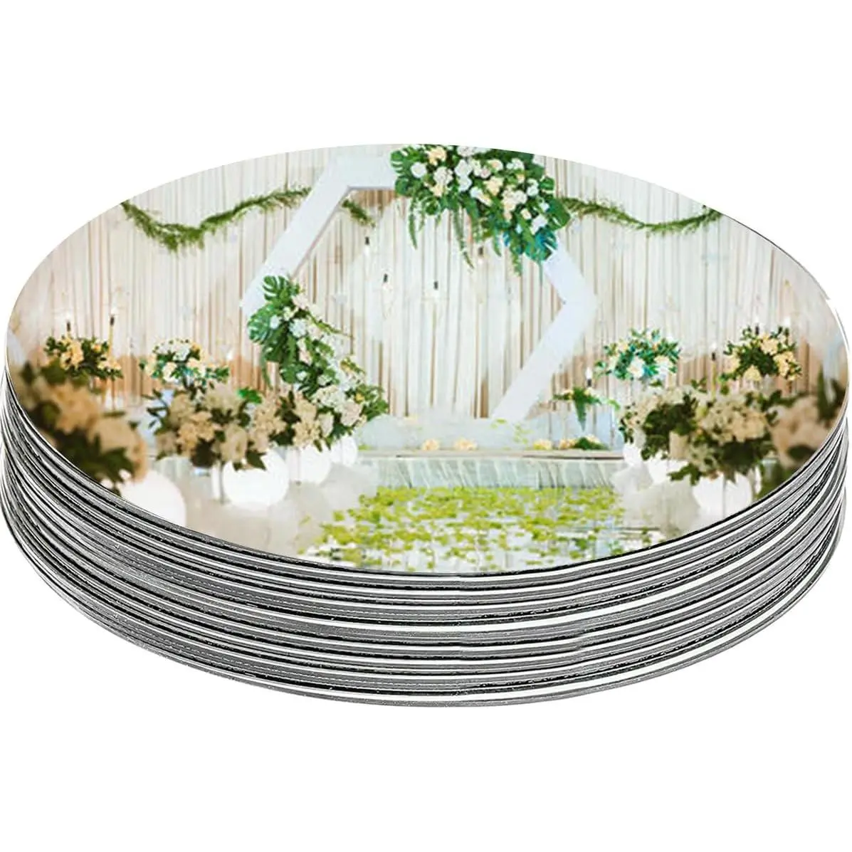 12 Pack Round Mirrors for Table, 10" Round Mirrors for Centerpieces Circle Mirror Centerpieces for Tables Flowers Plates for Candle Craft DIY Birthday Wedding Home Wall Decor